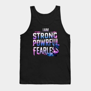 I Am Strong Powerful Fearless Pink Breast Cancer Survivor Tank Top